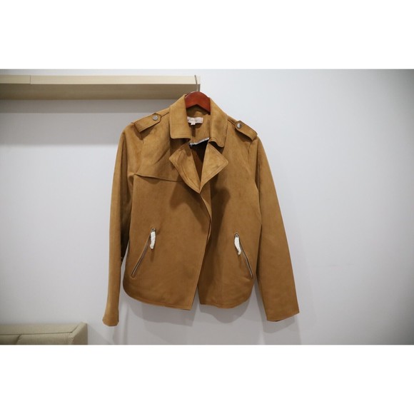 Philosophy Jackets & Blazers - NWOT Philosophy Womens L Faux Leather Soft Suede Jacket Mustard Yellow Biker